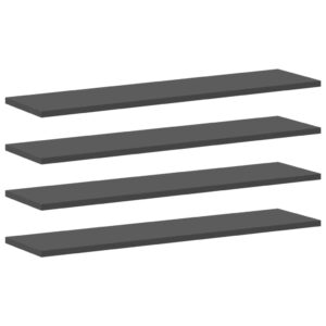 Aplusliving-Bookshelf Boards 4 pcs Grey 80x20x1.5 cm Engineered Wood