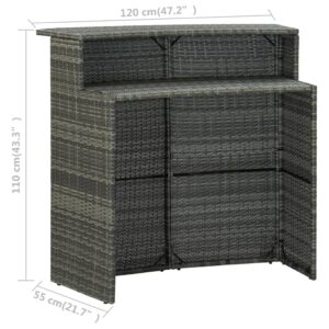 Aplusliving-5 Piece Garden Bar Set with Cushions Grey