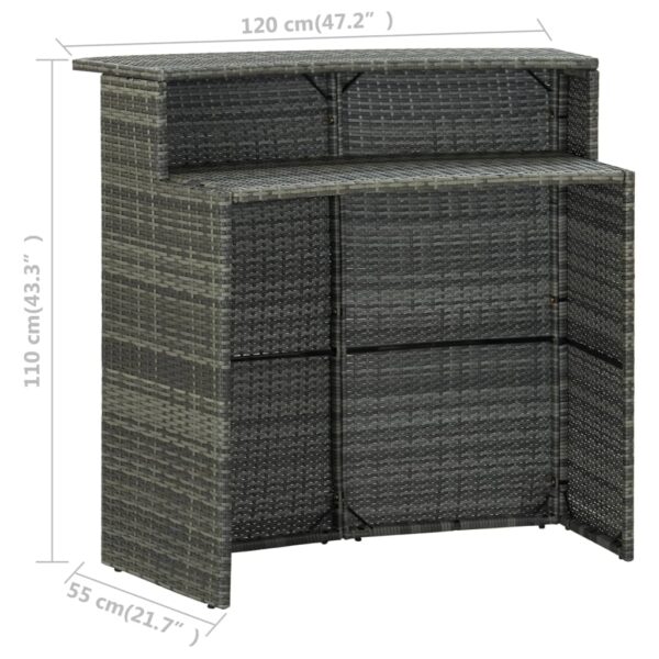 Aplusliving-5 Piece Garden Bar Set with Cushions Grey