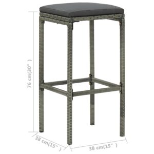 Aplusliving-5 Piece Garden Bar Set with Cushions Grey