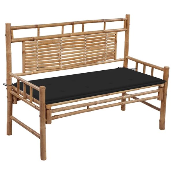 Aplusliving-Garden Bench with Cushion 120 cm Bamboo