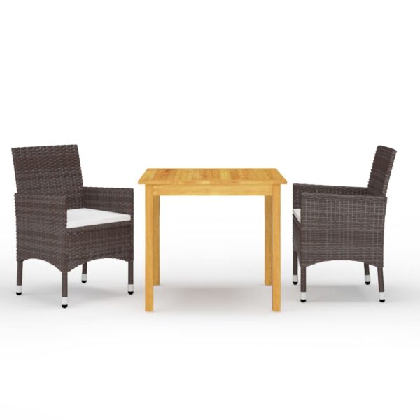 Aplusliving-3 Piece Garden Dining Set Brown