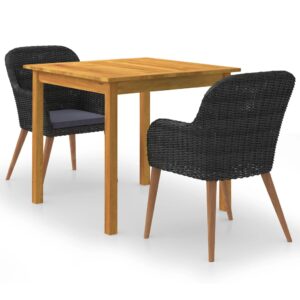 Aplusliving-3 Piece Garden Dining Set Black