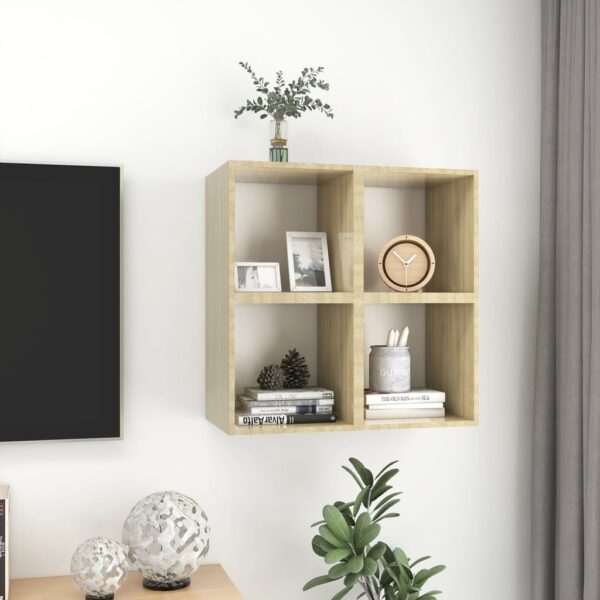Aplusliving-Wall Cabinets 4 pcs White and Sonoma Oak 37x37x37 cm Engineered Wood