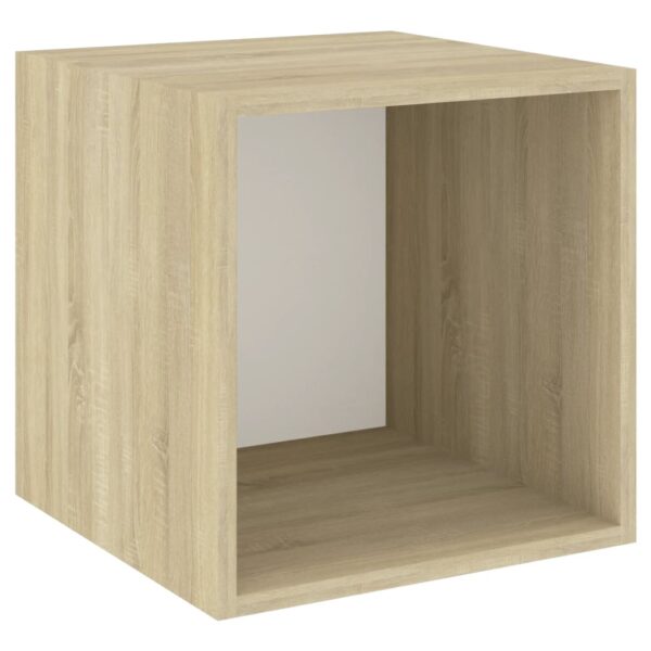 Aplusliving-Wall Cabinets 4 pcs White and Sonoma Oak 37x37x37 cm Engineered Wood