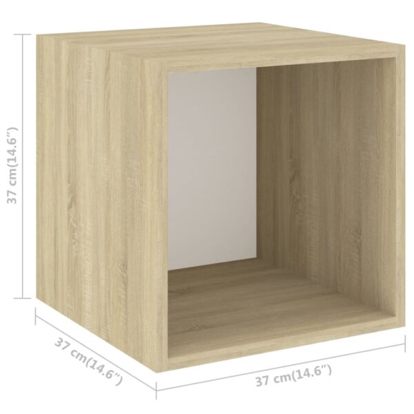 Aplusliving-Wall Cabinets 4 pcs White and Sonoma Oak 37x37x37 cm Engineered Wood