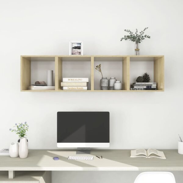 Aplusliving-Wall Cabinets 4 pcs White and Sonoma Oak 37x37x37 cm Engineered Wood