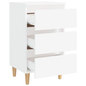 Aplusliving-Bed Cabinet with Solid Wood Legs White 40x35x69 cm