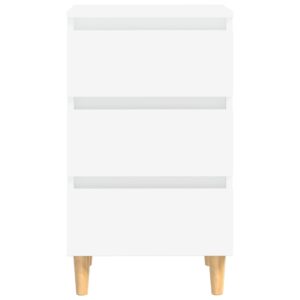 Aplusliving-Bed Cabinet with Solid Wood Legs White 40x35x69 cm