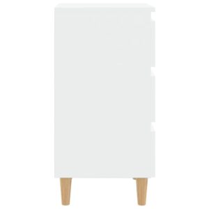 Aplusliving-Bed Cabinet with Solid Wood Legs White 40x35x69 cm