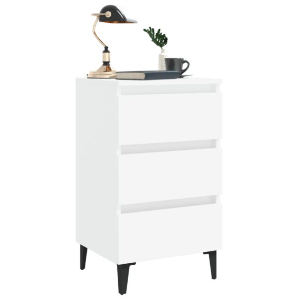 Aplusliving-Bed Cabinet with Metal Legs 2 pcs White 40x35x69 cm