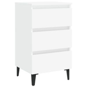 Aplusliving-Bed Cabinet with Metal Legs 2 pcs White 40x35x69 cm