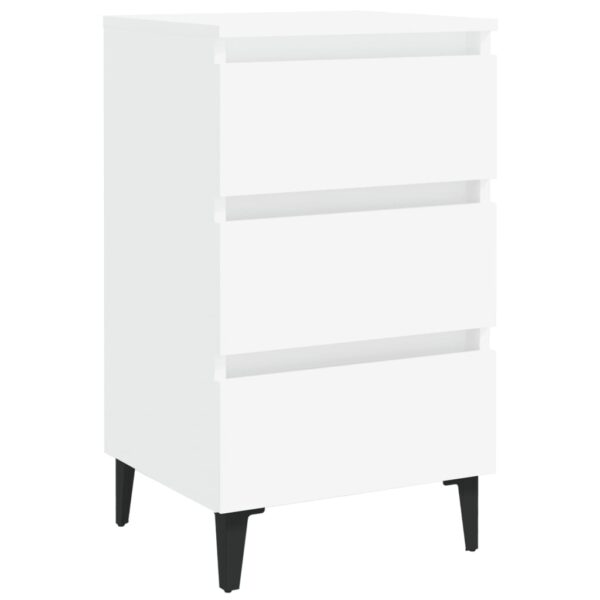 Aplusliving-Bed Cabinet with Metal Legs 2 pcs White 40x35x69 cm
