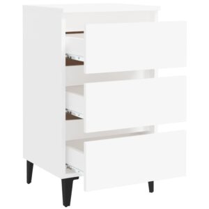 Aplusliving-Bed Cabinet with Metal Legs 2 pcs White 40x35x69 cm