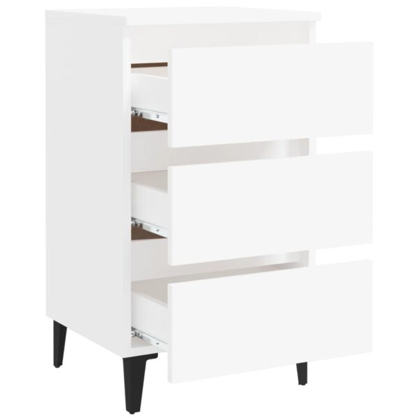 Aplusliving-Bed Cabinet with Metal Legs 2 pcs White 40x35x69 cm