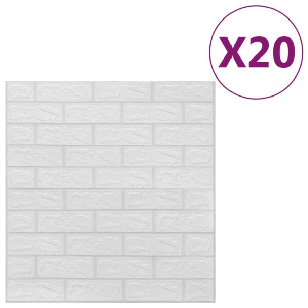 Aplusliving-3D Wallpaper Bricks Self-adhesive 20 pcs White