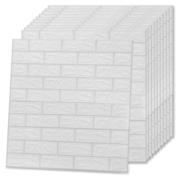 Aplusliving-3D Wallpaper Bricks Self-adhesive 20 pcs White