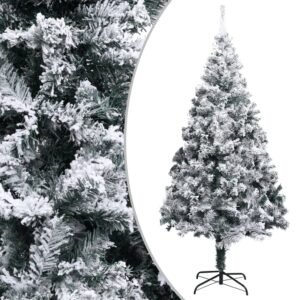 Aplusliving-Artificial Christmas Tree with Flocked Snow Green 300 cm PVC