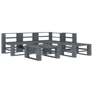 Aplusliving-6 Piece Garden Pallet Lounge Set Wood Grey