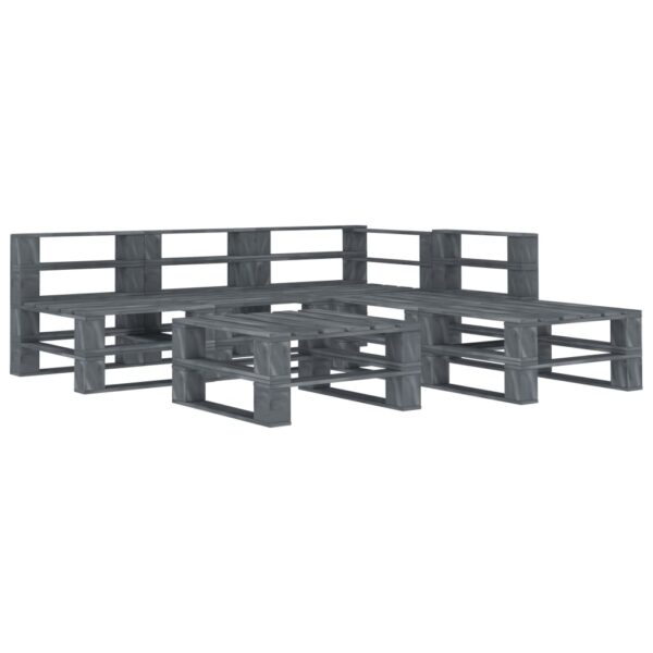Aplusliving-6 Piece Garden Pallet Lounge Set Wood Grey
