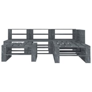 Aplusliving-6 Piece Garden Pallet Lounge Set Wood Grey
