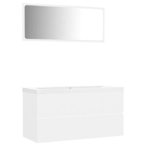Aplusliving-Bathroom Furniture Set White Engineered Wood