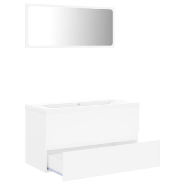 Aplusliving-Bathroom Furniture Set White Engineered Wood