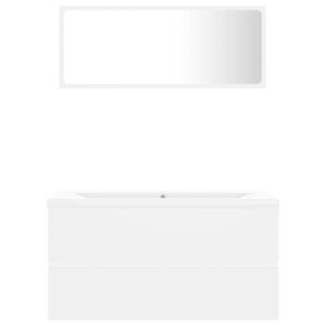 Aplusliving-Bathroom Furniture Set White Engineered Wood