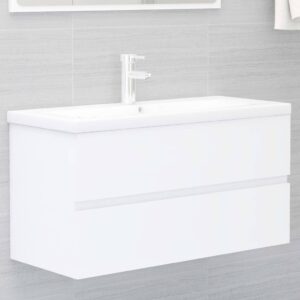 Aplusliving-Bathroom Furniture Set White Engineered Wood