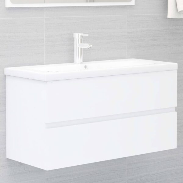 Aplusliving-Bathroom Furniture Set White Engineered Wood