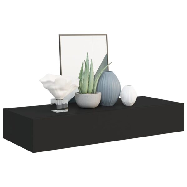 Aplusliving-Wall-mounted Drawer Shelves 2 pcs Black 60x23.5x10cm MDF