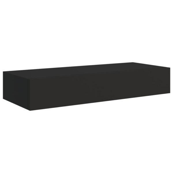 Aplusliving-Wall-mounted Drawer Shelves 2 pcs Black 60x23.5x10cm MDF