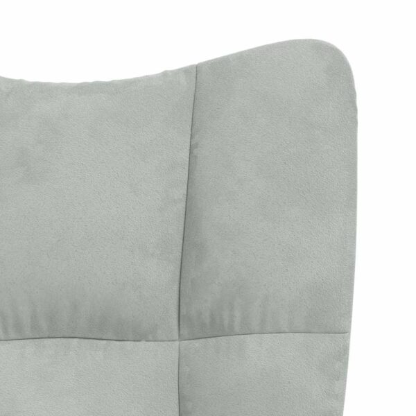 Aplusliving-Rocking Chair with a Stool Light Grey Velvet