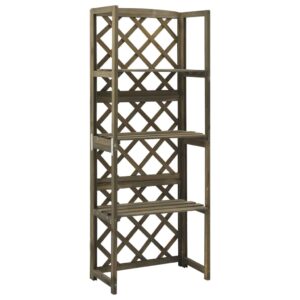 Aplusliving-Trellis with Shelves Grey 55x30x140 cm Solid Fir Wood