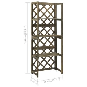 Aplusliving-Trellis with Shelves Grey 55x30x140 cm Solid Fir Wood