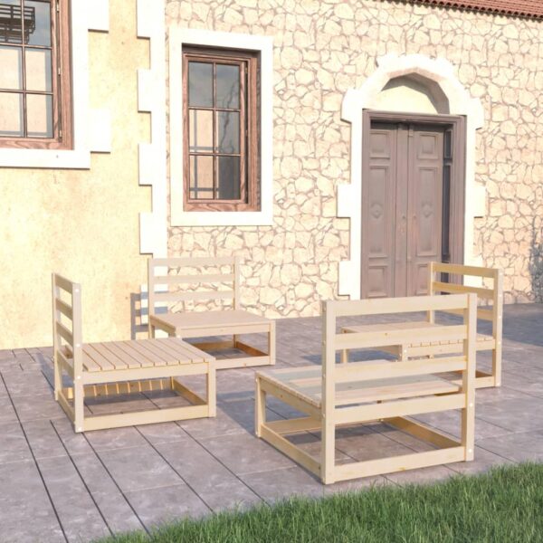 Aplusliving-4 Piece Garden Lounge Set Solid Pinewood