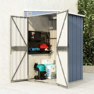 Aplusliving-Wall-mounted Garden Shed Grey 118x100x178 cm Galvanised Steel
