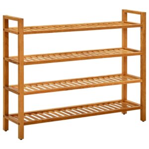 Aplusliving-Shoe Rack with 4 Shelves 100x27x80 cm Solid Oak Wood