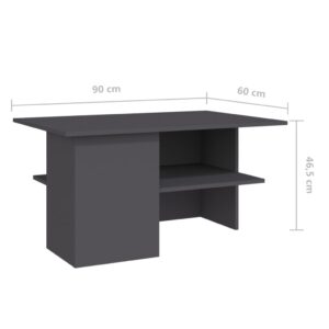Aplusliving-Coffee Table Grey 90x60x46.5 cm Engineered Wood