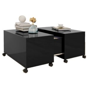 Aplusliving-Coffee Table High Gloss Black 75x75x38 cm Engineered Wood