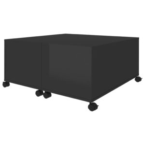 Aplusliving-Coffee Table High Gloss Black 75x75x38 cm Engineered Wood