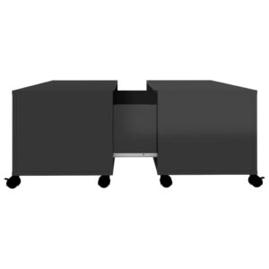 Aplusliving-Coffee Table High Gloss Black 75x75x38 cm Engineered Wood