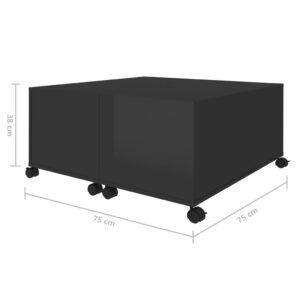 Aplusliving-Coffee Table High Gloss Black 75x75x38 cm Engineered Wood
