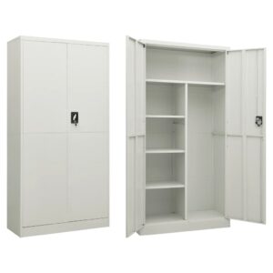 Aplusliving-Locker Cabinet Light Grey 90x40x180 cm Steel
