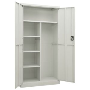 Aplusliving-Locker Cabinet Light Grey 90x40x180 cm Steel