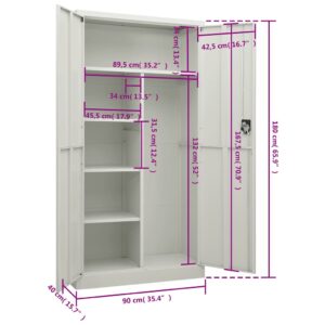 Aplusliving-Locker Cabinet Light Grey 90x40x180 cm Steel