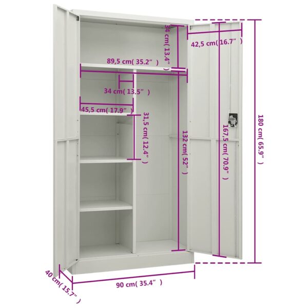 Aplusliving-Locker Cabinet Light Grey 90x40x180 cm Steel