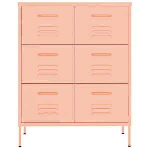 Aplusliving-Drawer Cabinet Pink 80x35x101.5 cm Steel