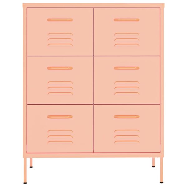 Aplusliving-Drawer Cabinet Pink 80x35x101.5 cm Steel