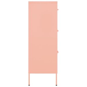 Aplusliving-Drawer Cabinet Pink 80x35x101.5 cm Steel